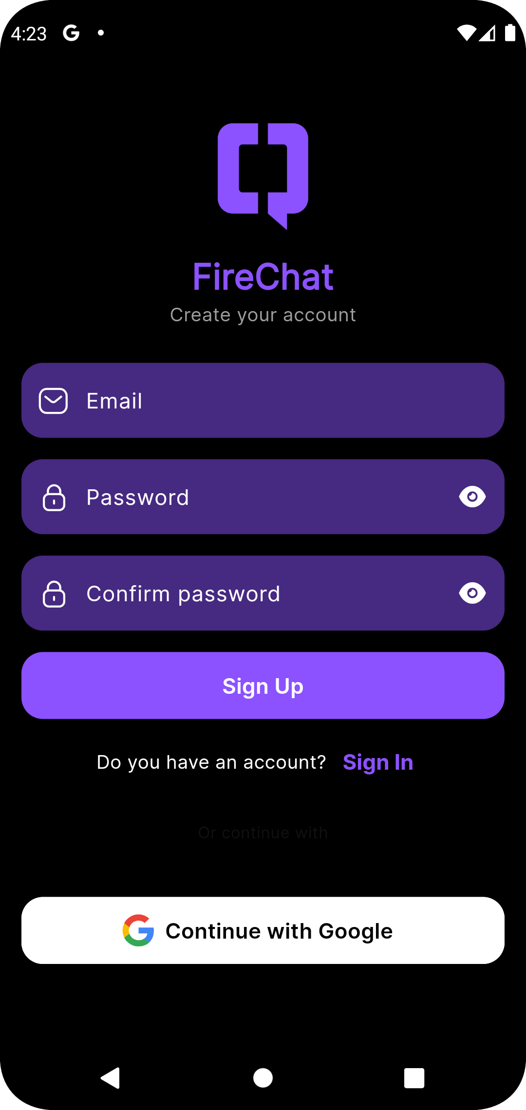 App Portfolio Screen