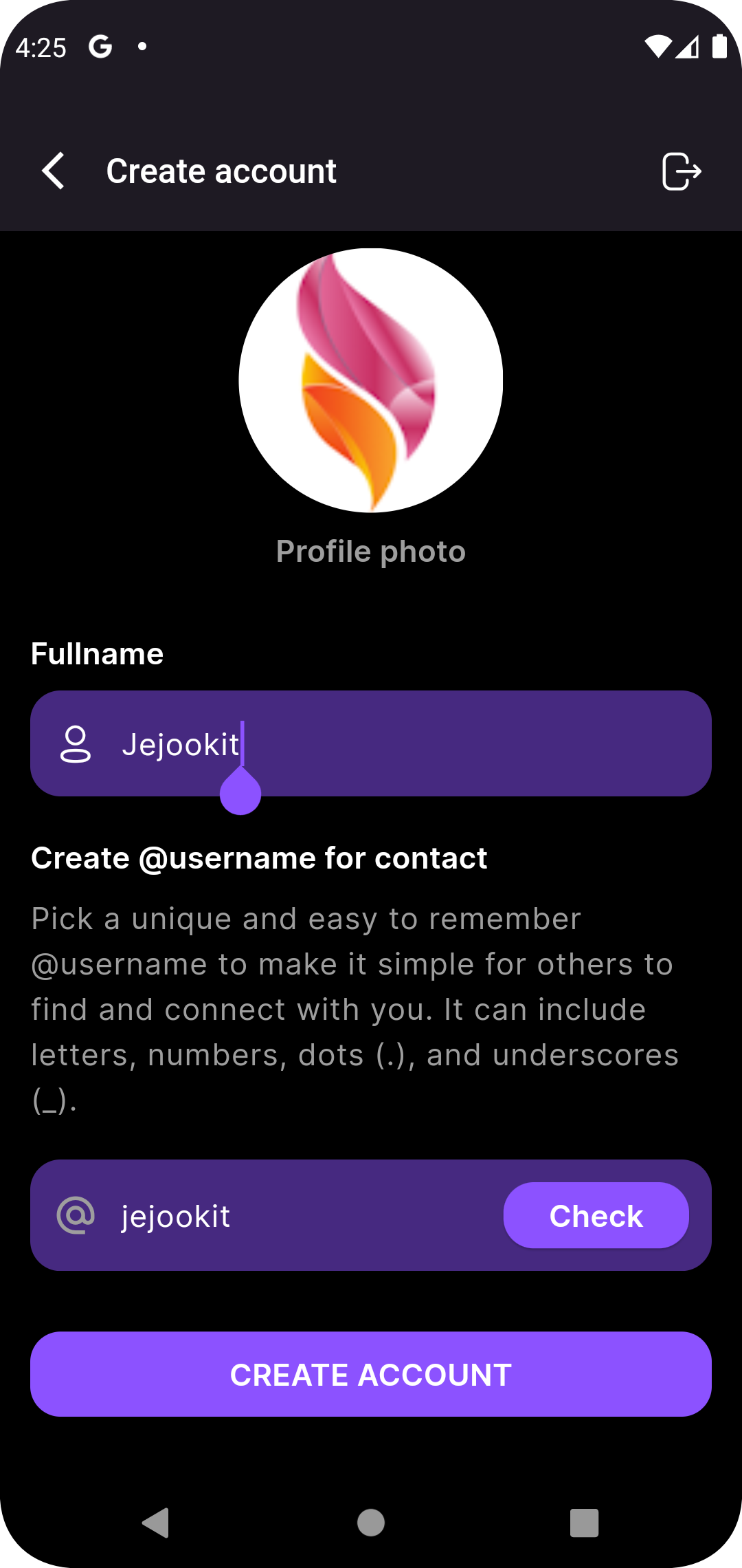 App Portfolio Screen